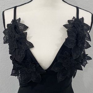 Black Bodycon Dress with lace flowers